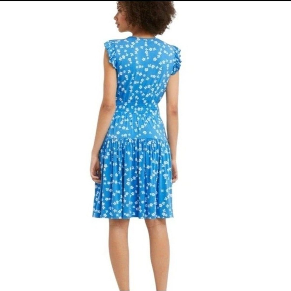 Draper James Faith Flutter‎ Sleeve Dress Blue Aster Floral Tiered XL - Picture 2 of 10